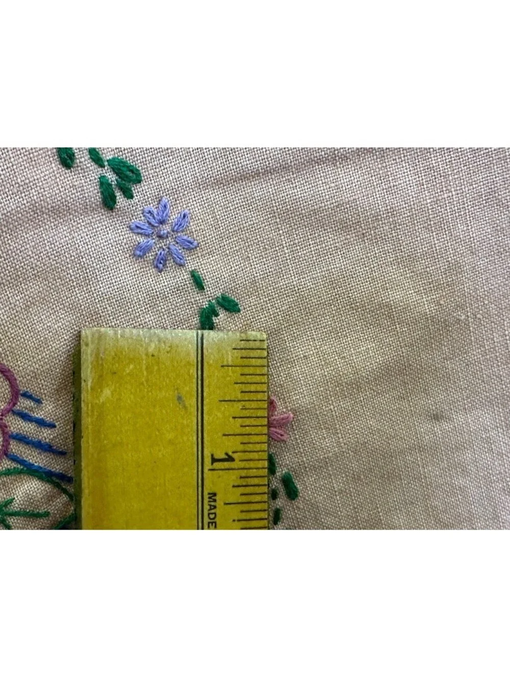 Vintage Embroidered Flower Hibiscus? Card Table Tablecloth Topper 33.5